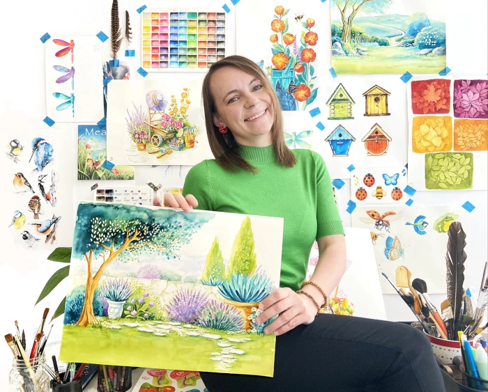 Karolina Kijak w pracowni malarskiej